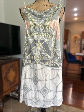 Free People Strapless Gray Dress with Yellow & Peach Accents 🆕